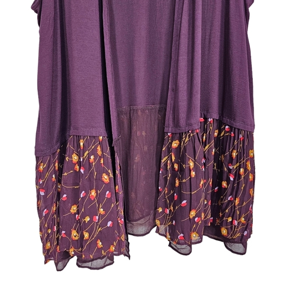 Logo Lori Goldstein Eggplant Solid Open Front Ple… - image 4